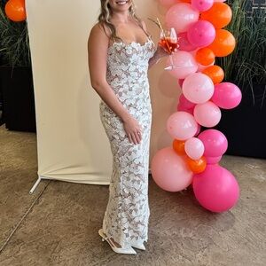 House of CB White Lace Gown